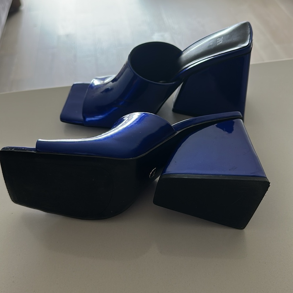Zara Blue Women's Heels Mules - Picture 6 of 6
